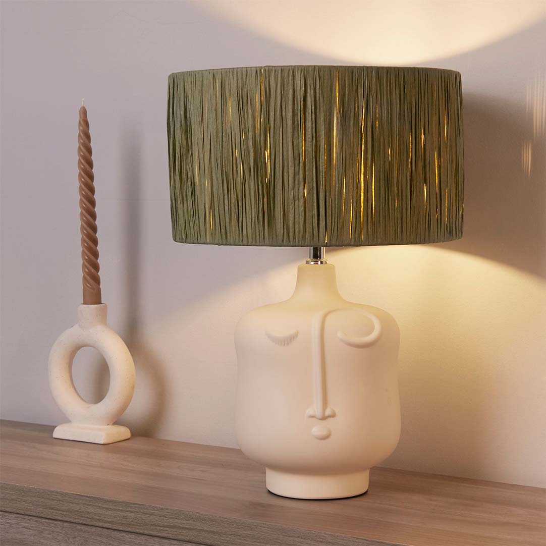 Searchlight   Face Table Lamp - White , BrandAlley