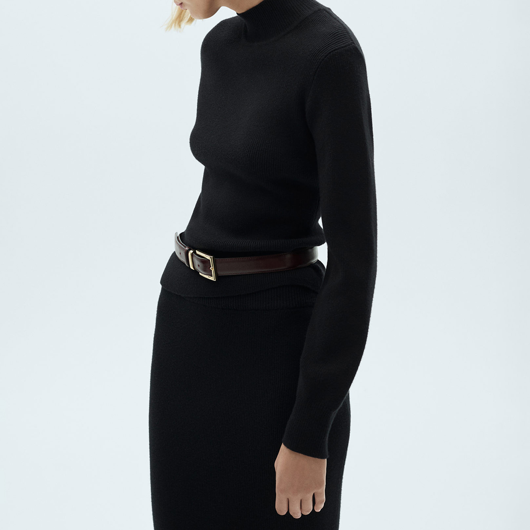 Mango Women's   Black Ribbed High Neck Jumper in Size XS, BrandAlley