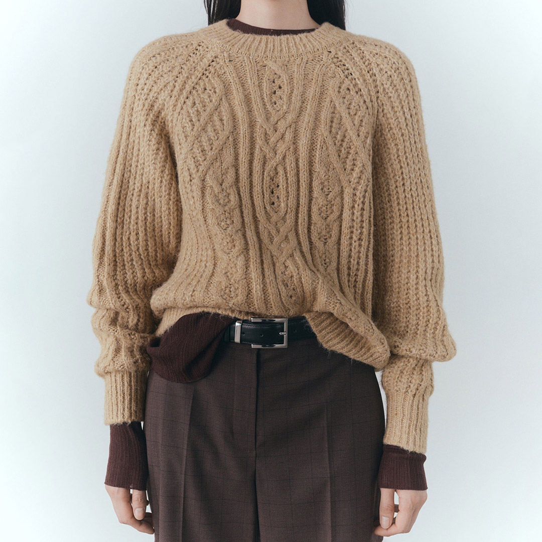 Mango Women's   Brown Cable Round Neck Jumper in Size XS, BrandAlley