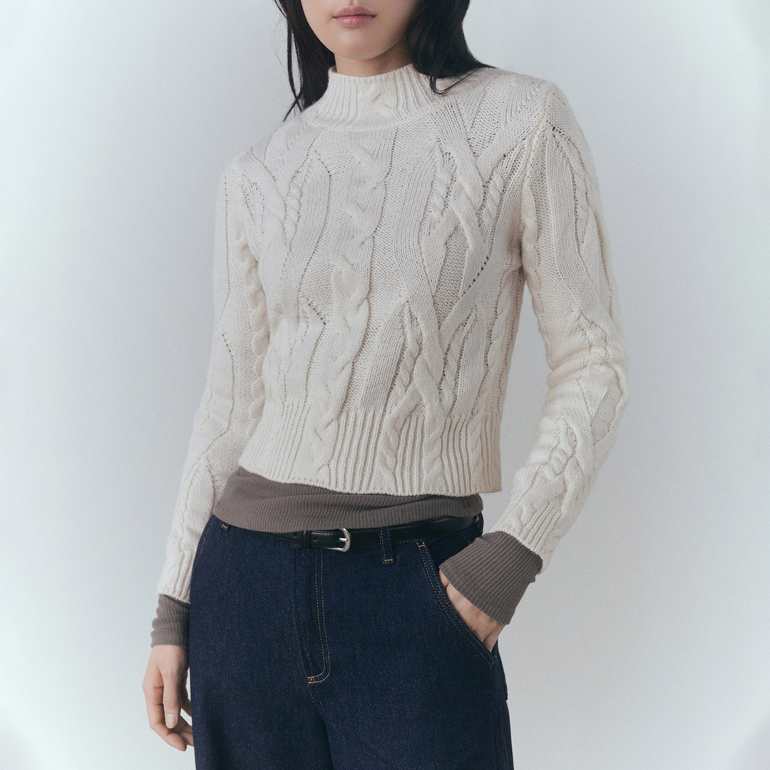 Mango Women's   White Perkins Braided Jumper in Size M, BrandAlley