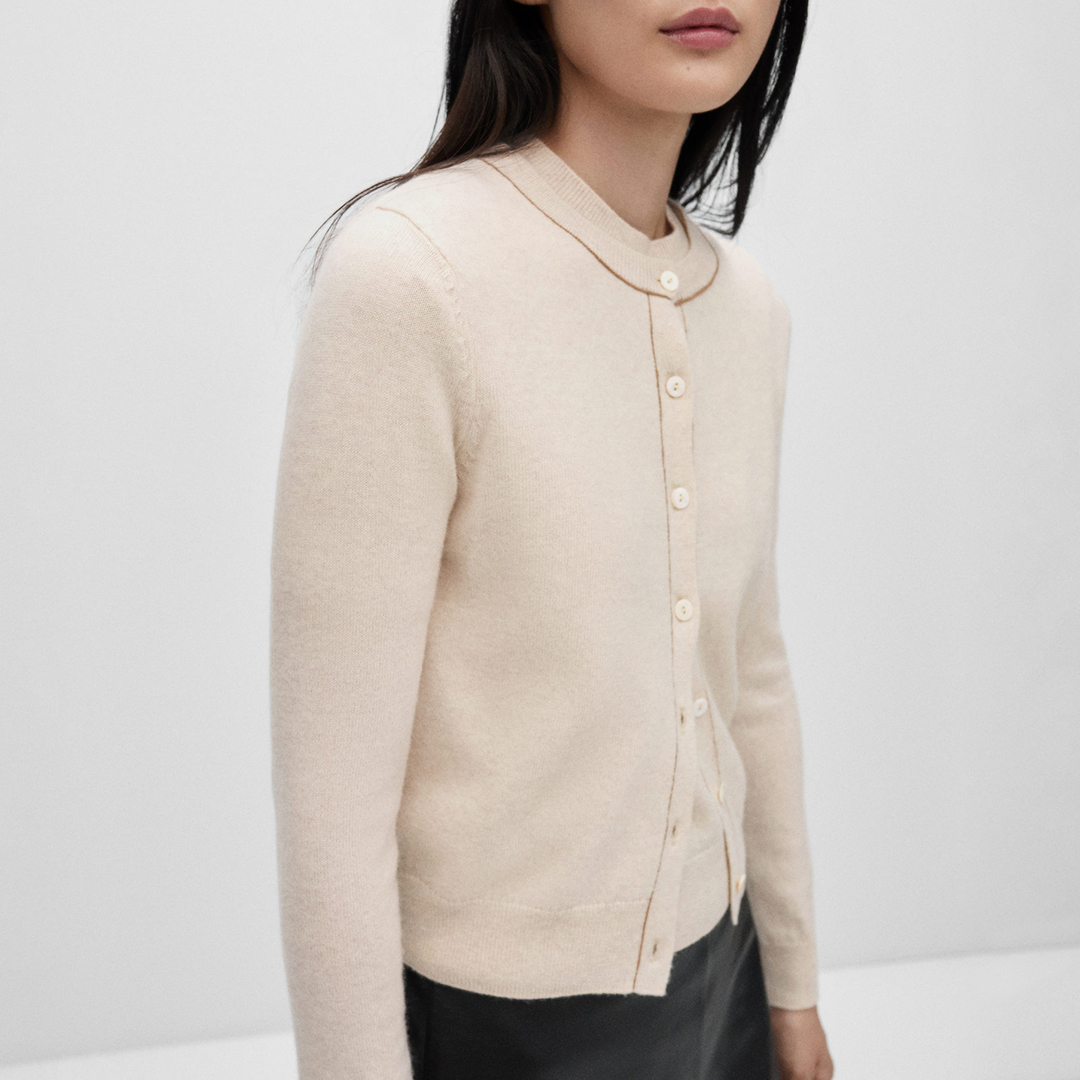 Mango Women's  Beige Wool Button Cardigan in Size S, BrandAlley