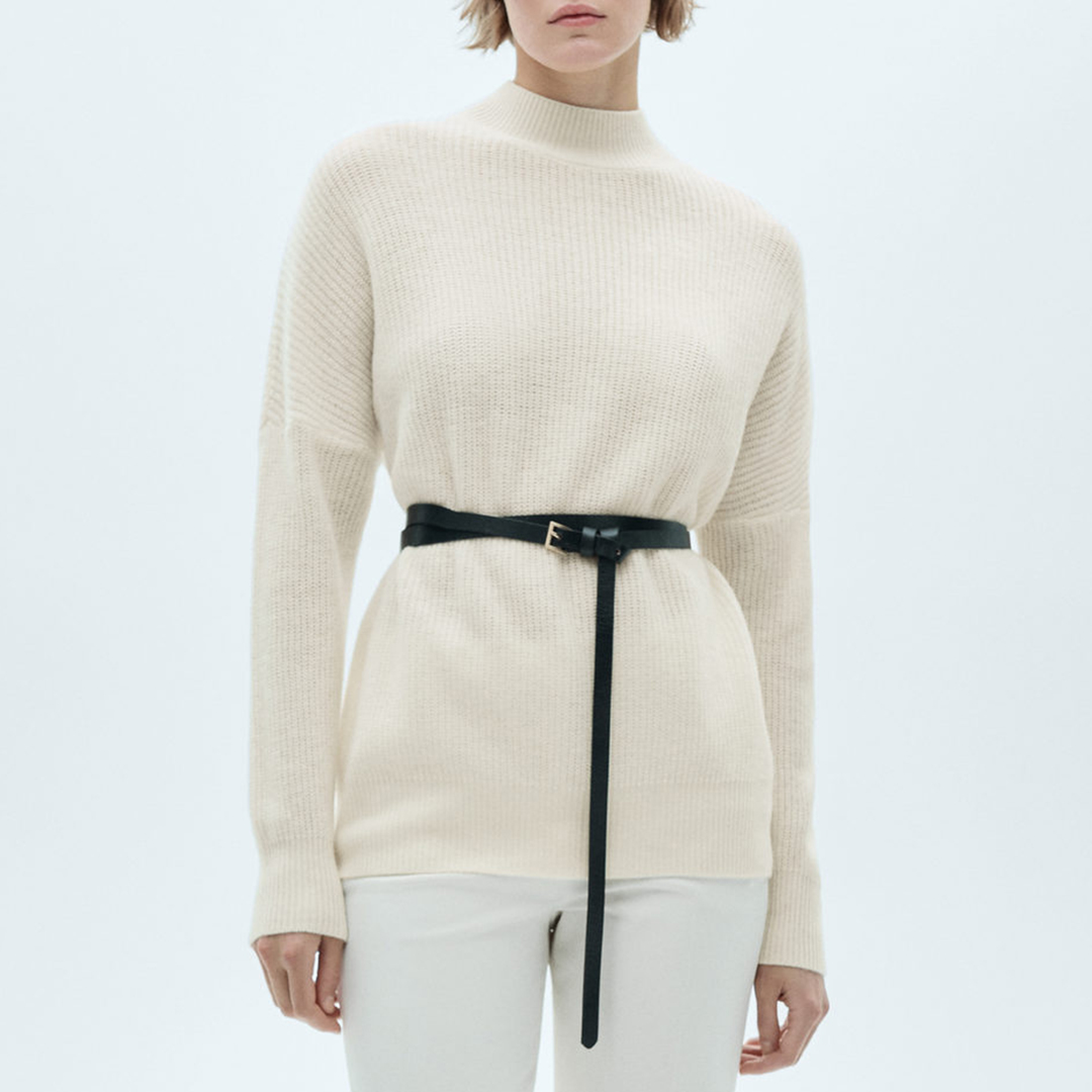 Mango Women's  Cream Wool Oversized High Neck Jumper in Size XS, BrandAlley