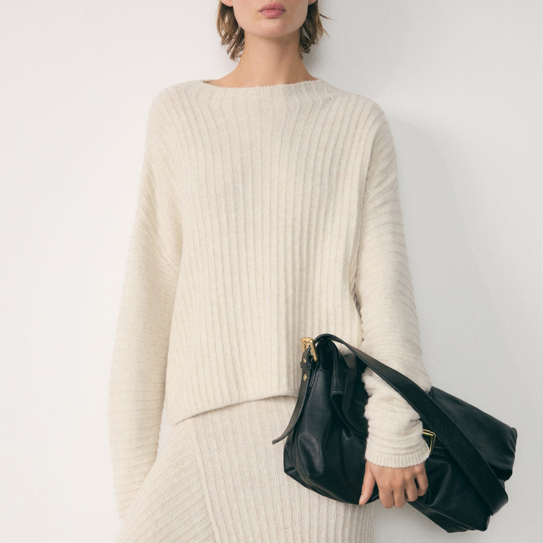 Mango Women's  Cream Boat Neck Seam Jumper in Size M, BrandAlley