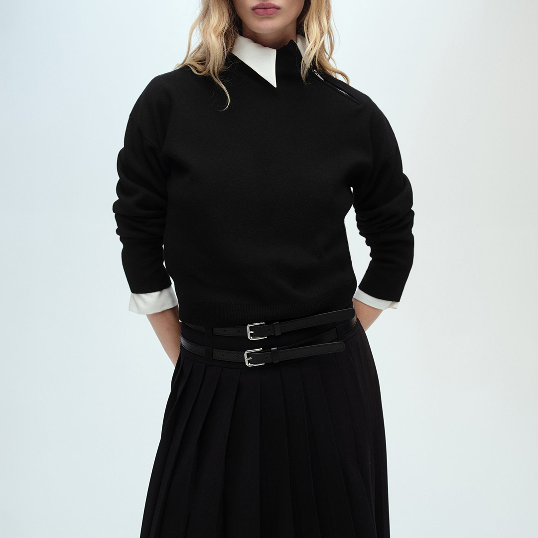 Mango Women's   Black High Neck Zip Jumper in Size XS, BrandAlley