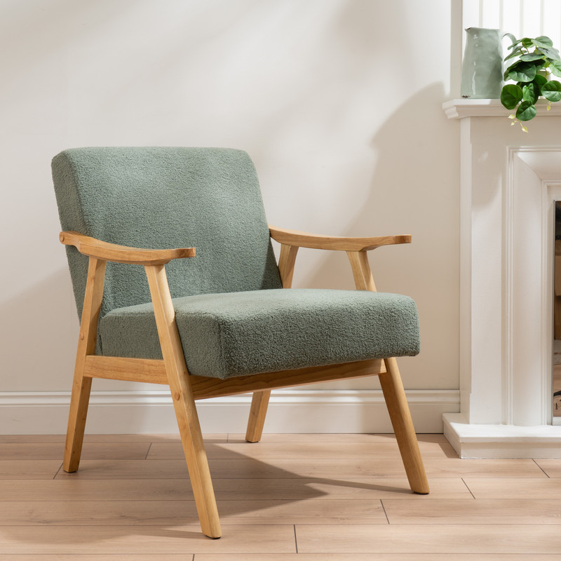 Scottish Everlastings   Light Green Boucle Chair (Flat Arms) , BrandAlley