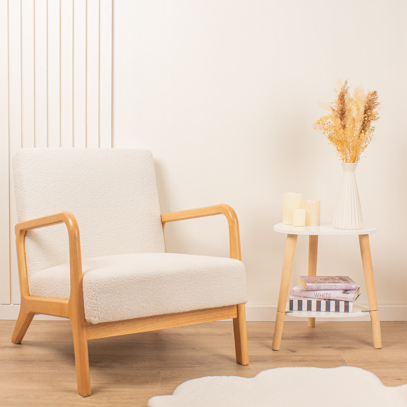 Scottish Everlastings    Cream Boucle Chair (Curved Arms) , BrandAlley