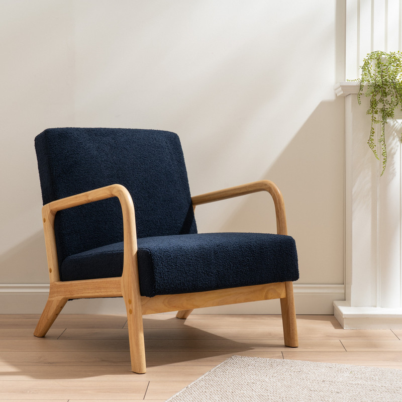 Scottish Everlastings    Navy Boucle Chair (Curved Arms) , BrandAlley