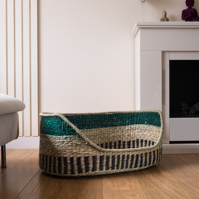 Scottish Everlastings     Green Trim Seagrass Pet Bed Large And Mat , BrandAlley