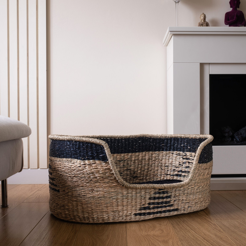 Scottish Everlastings   Black & Natural Seagrass Pet Bed Med And Mat , BrandAlley