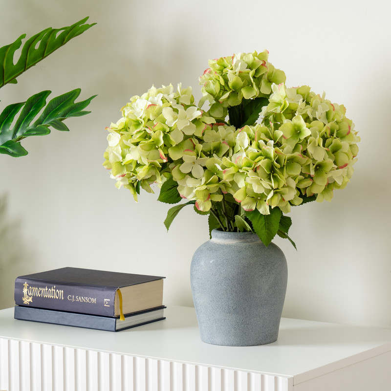 Scottish Everlastings   50cm Hydrangeas in Grey Vase , BrandAlley