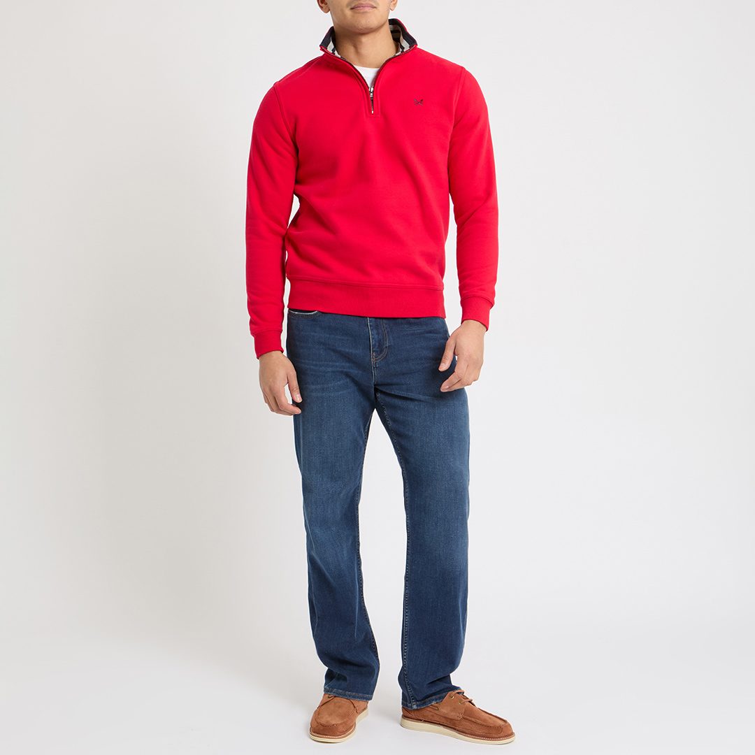 Crew Clothing Men's  Red 1/2 Zip Logo Sweatshirt in Size XL, BrandAlley