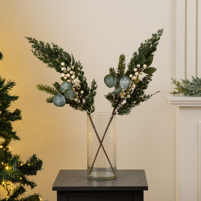 Scottish Everlastings    Green 65Cm Pine & Cone Branches Set 2 , BrandAlley