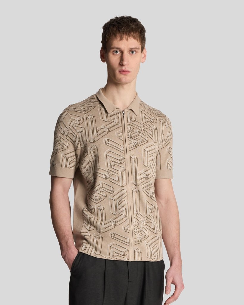 Lyle & Scott Men's  Emblem Double Knit Zip Through Polo Shirt in Size XS, BrandAlley