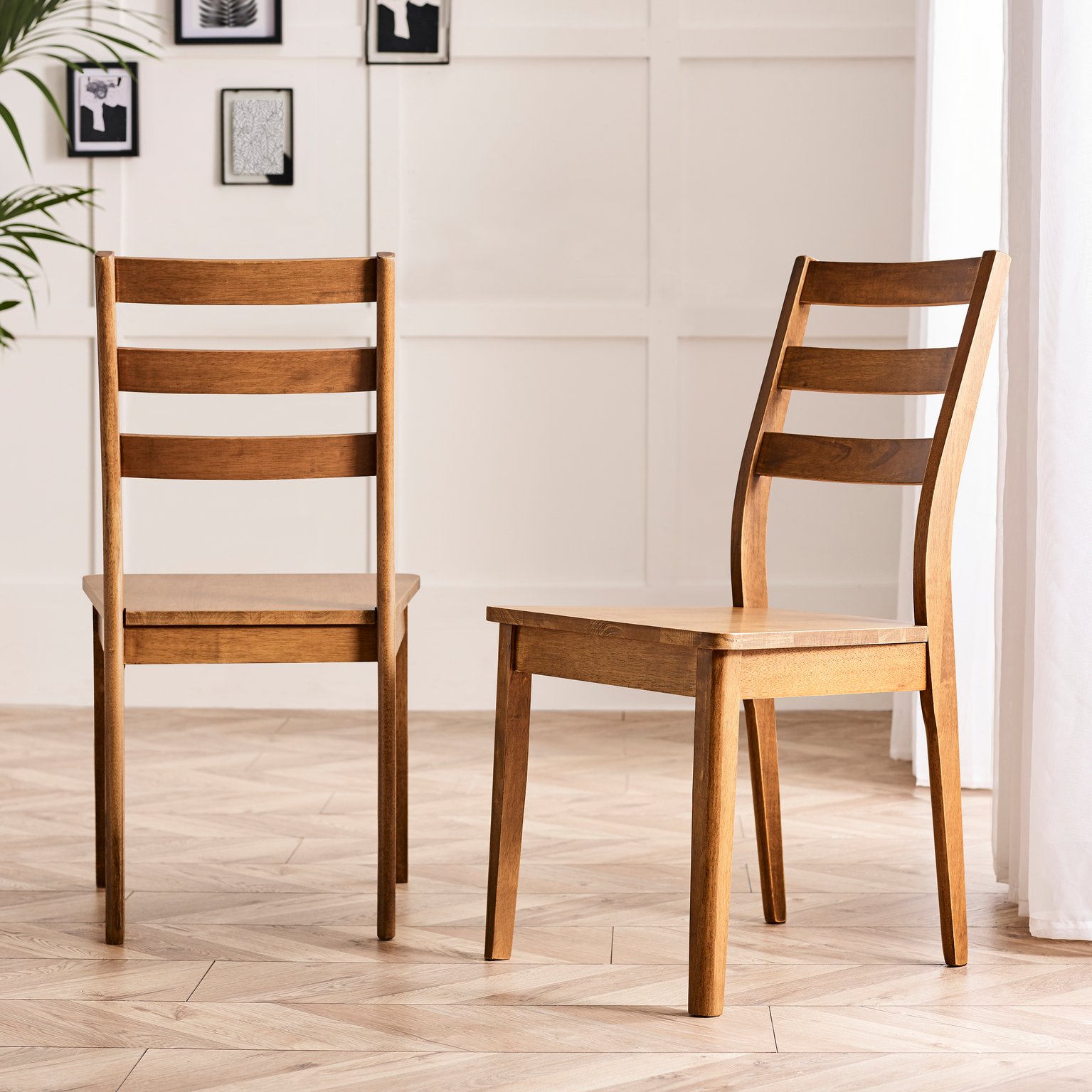 Furniturebox    Brown 2X Lynton Dark Walnut Effect Solid Wood Dining Chairs , BrandAlley