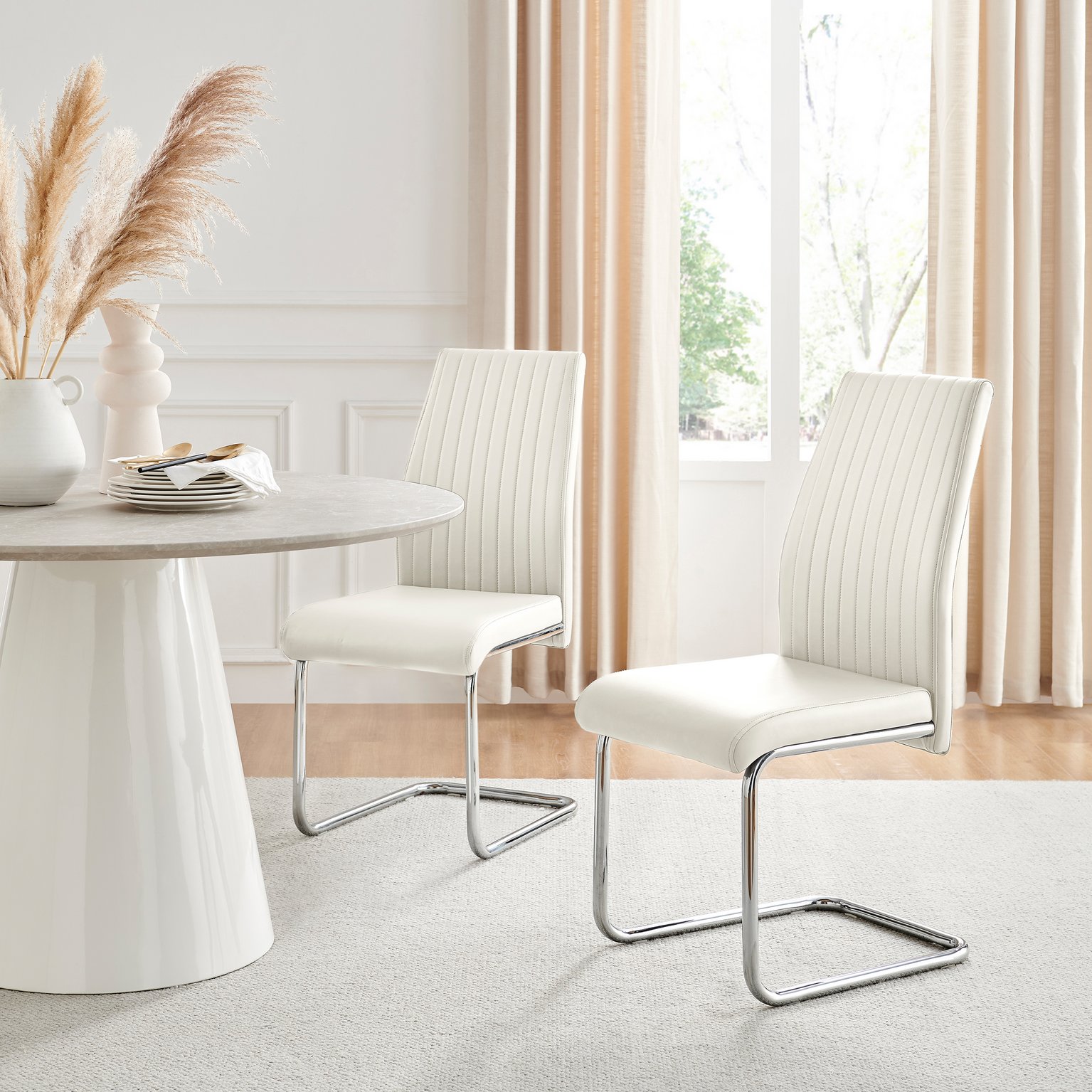 Furniturebox    White 2X Lorenzo Faux Leather Dining Chairs , BrandAlley