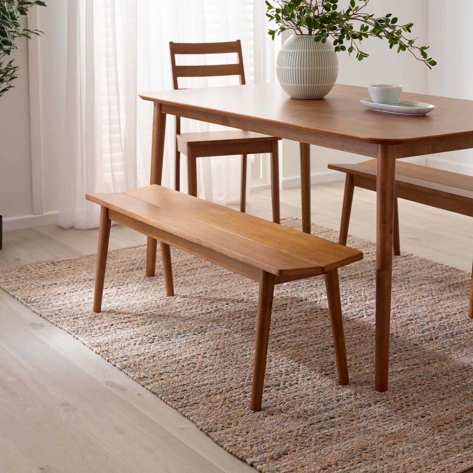 Furniturebox   Lynton Walnut Effect Solid Wood Large Dining Bench , BrandAlley