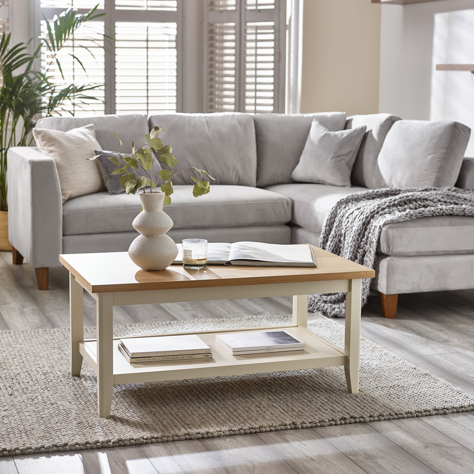 Furniturebox   Eden Rectangular Cream and Oak Veneer Coffee Table , BrandAlley