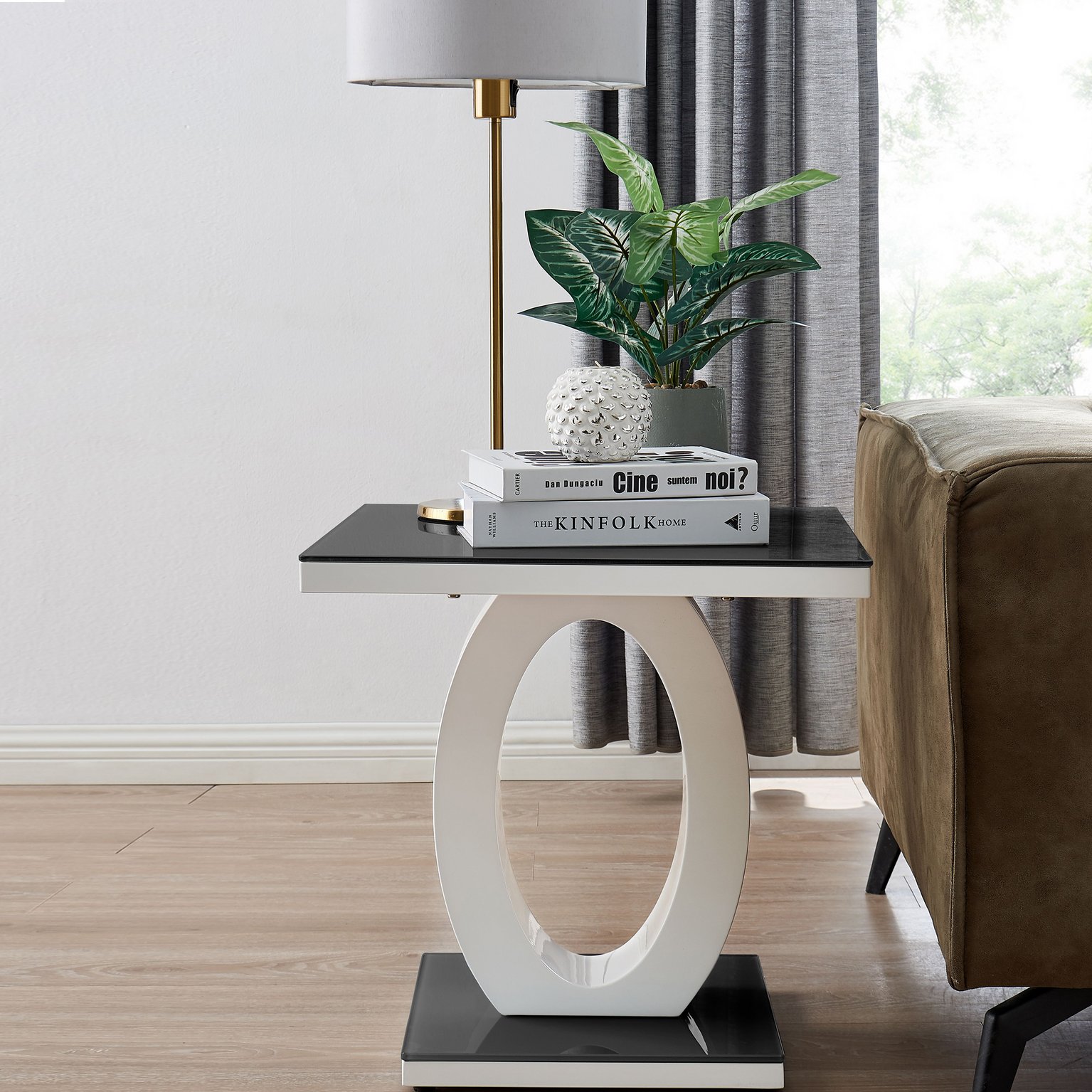 Furniturebox    Black Giovani Square Glass And White High Gloss Side Table , BrandAlley