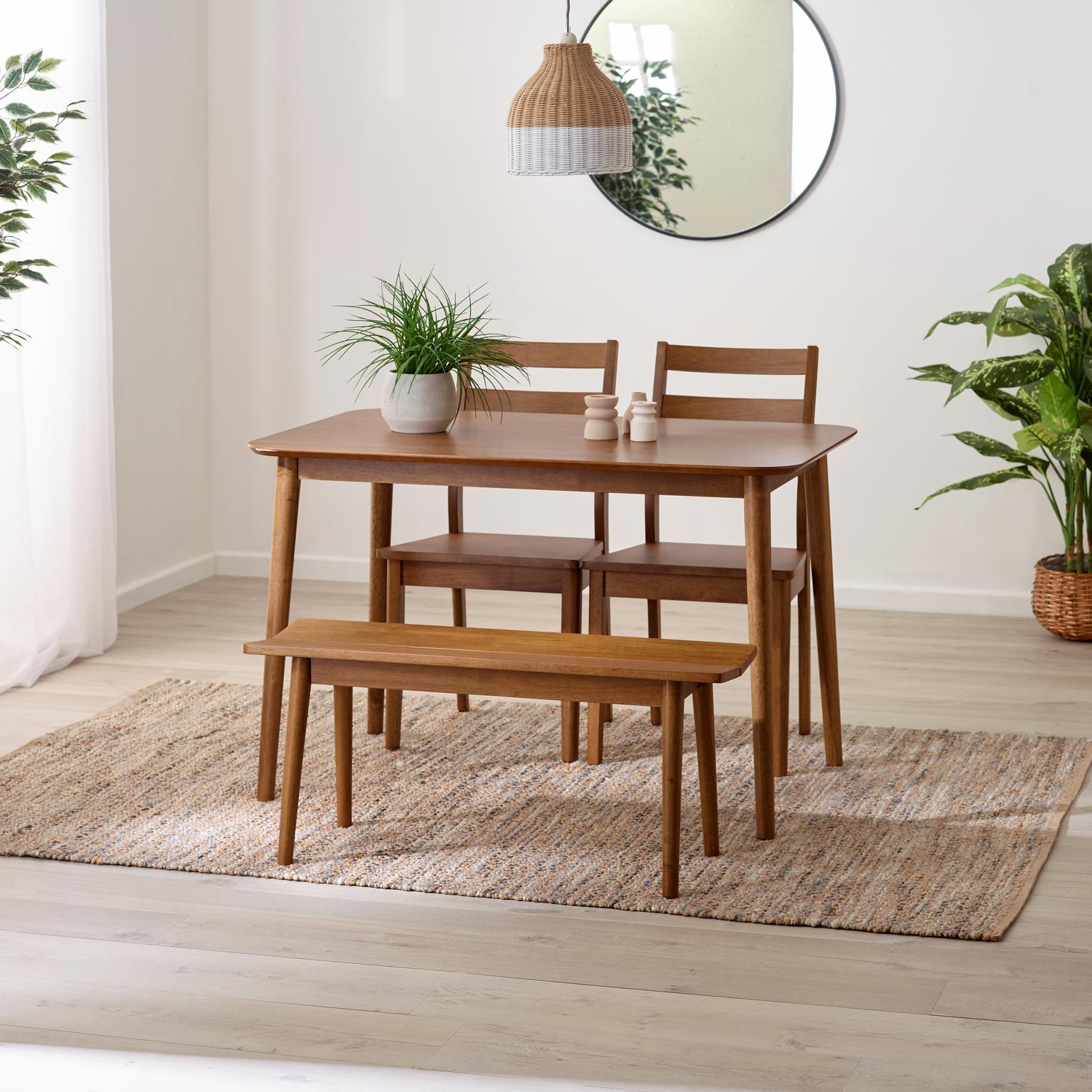 Furniturebox   Lynton Small Walnut Effect Wooden Dining Table with 2 Chairs & Bench , BrandAlley