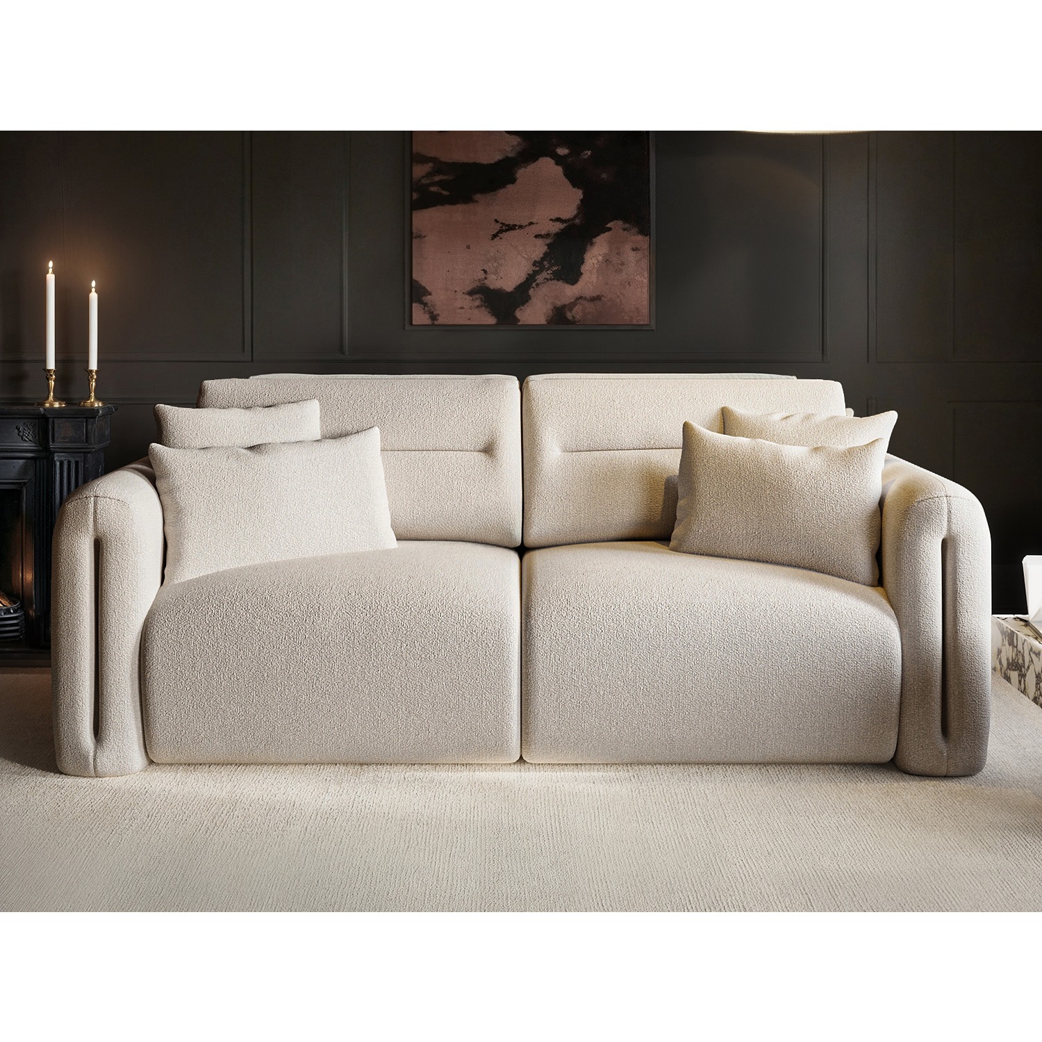 Solace+Co   Mabel 3 Seater Beige Chenille Sofa in Size 3, BrandAlley