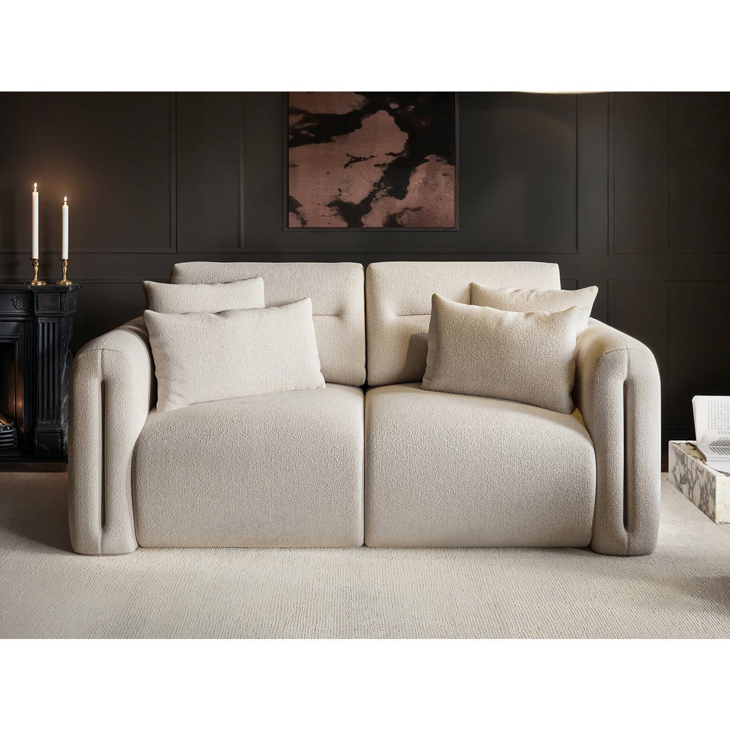 Solace+Co    Beige Mabel 2 Seater Chenille Sofa in Size 2, BrandAlley
