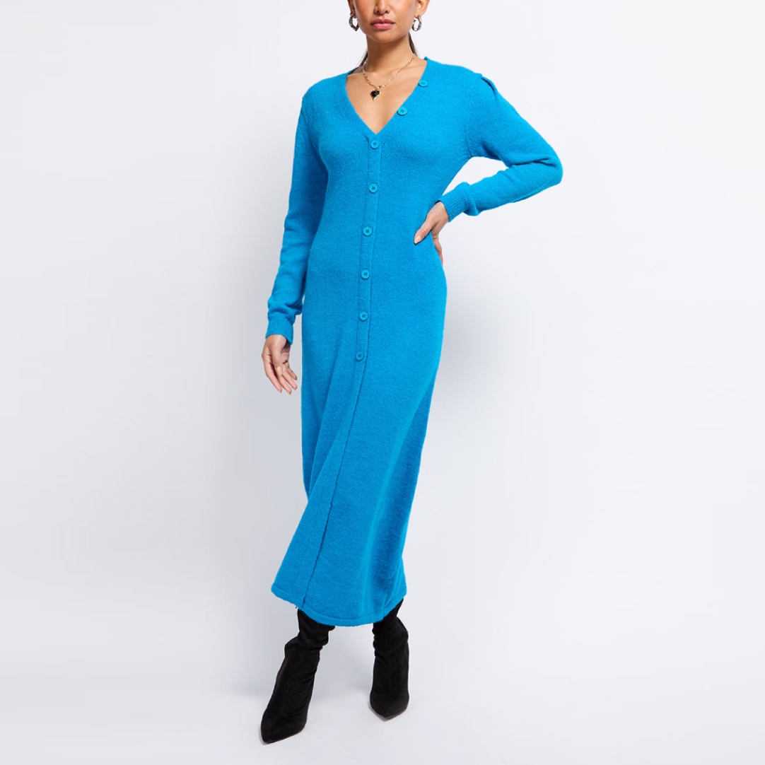 Little Mistress Women's   Blue Azure Knit Midaxi Dress in Size S, BrandAlley