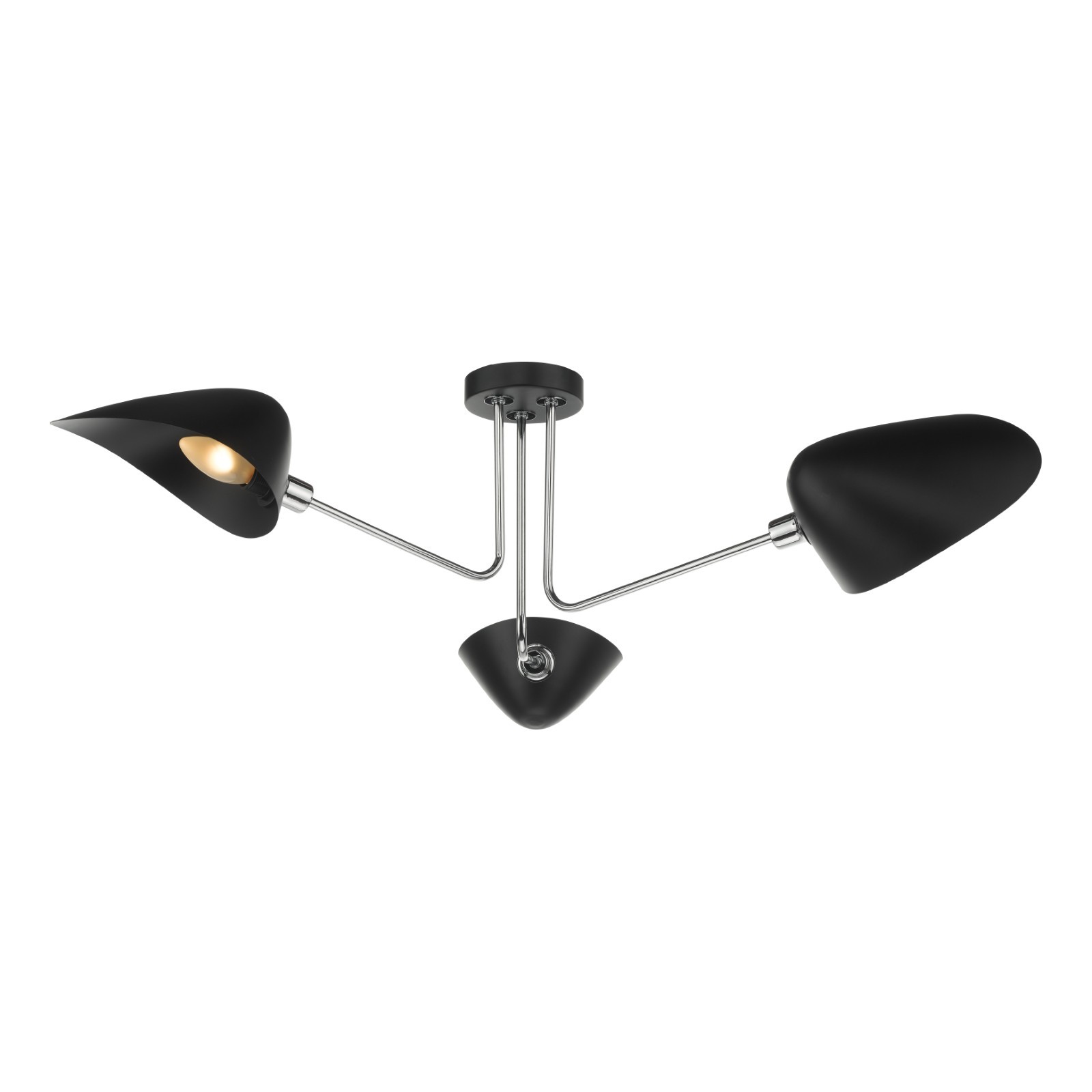 The Lighting Studio   Sebastian 3 Light Semi Flush Matt Black Polished Chrome in Size 3, BrandAlley