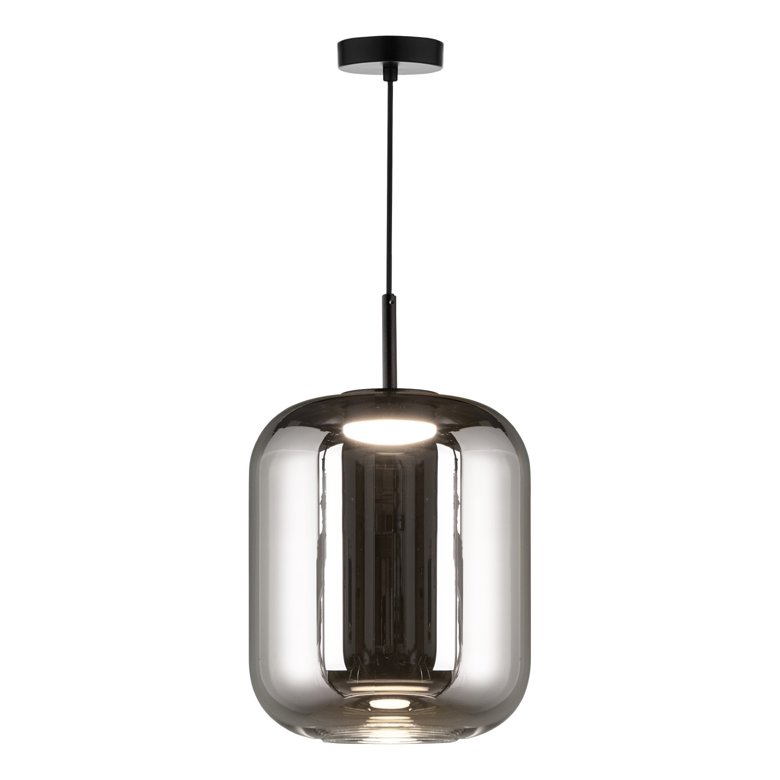 The Lighting Studio    Transparent Jurek Pendant Satin Black And Smoked Glass Led in Size Large, BrandAlley
