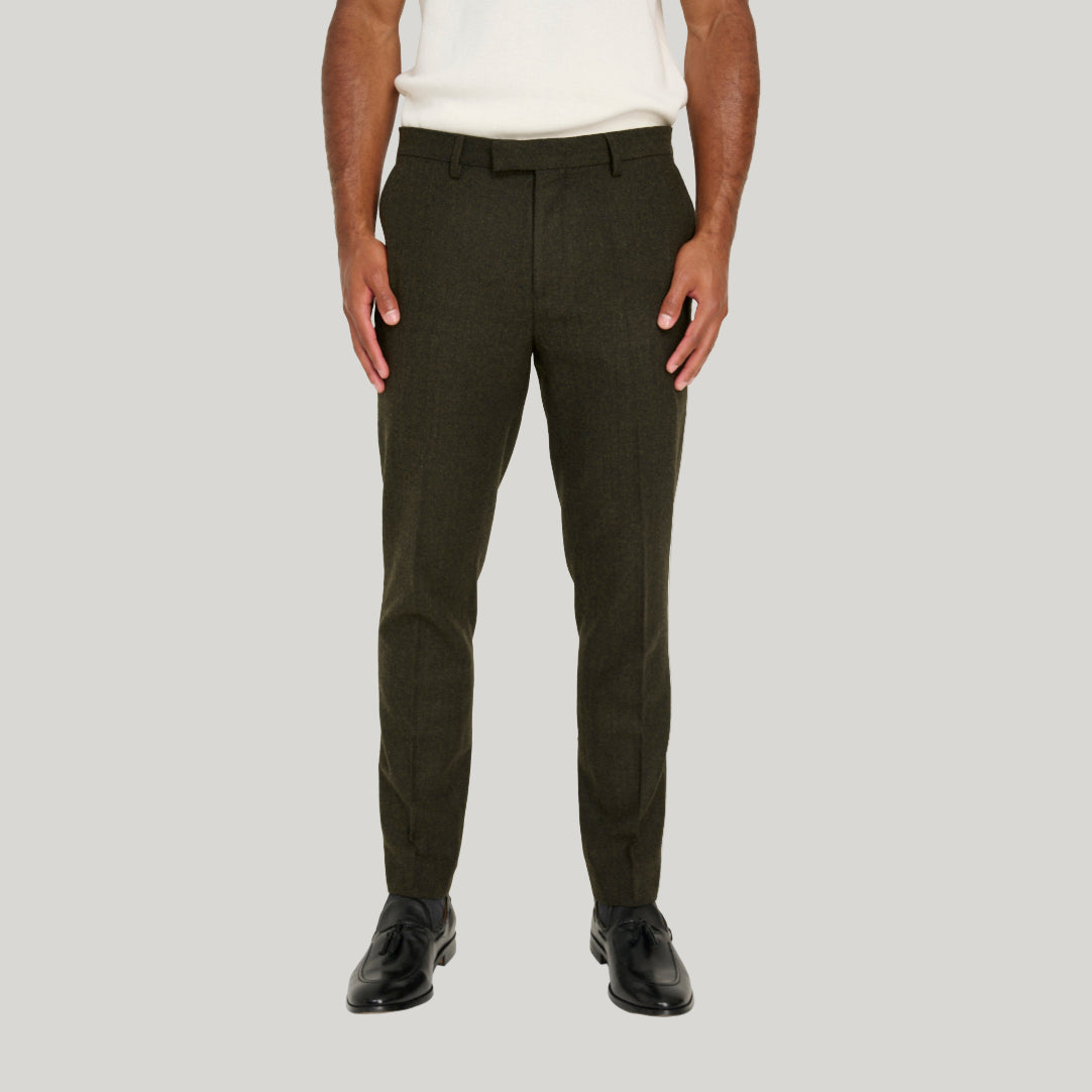 Harry Brown Men's   Green Henry Tweed Trousers In Olive in Size 36R, BrandAlley