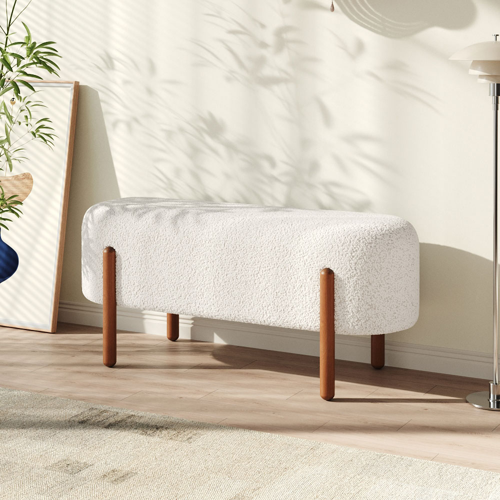 Living and Home    White Contemporary Upholstered Bench in Size Large, BrandAlley
