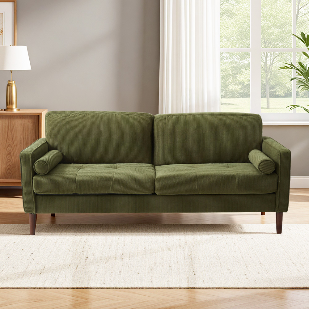Living and Home   Upholstered Two-seater Sofa Armchair - Green in Size Large, BrandAlley