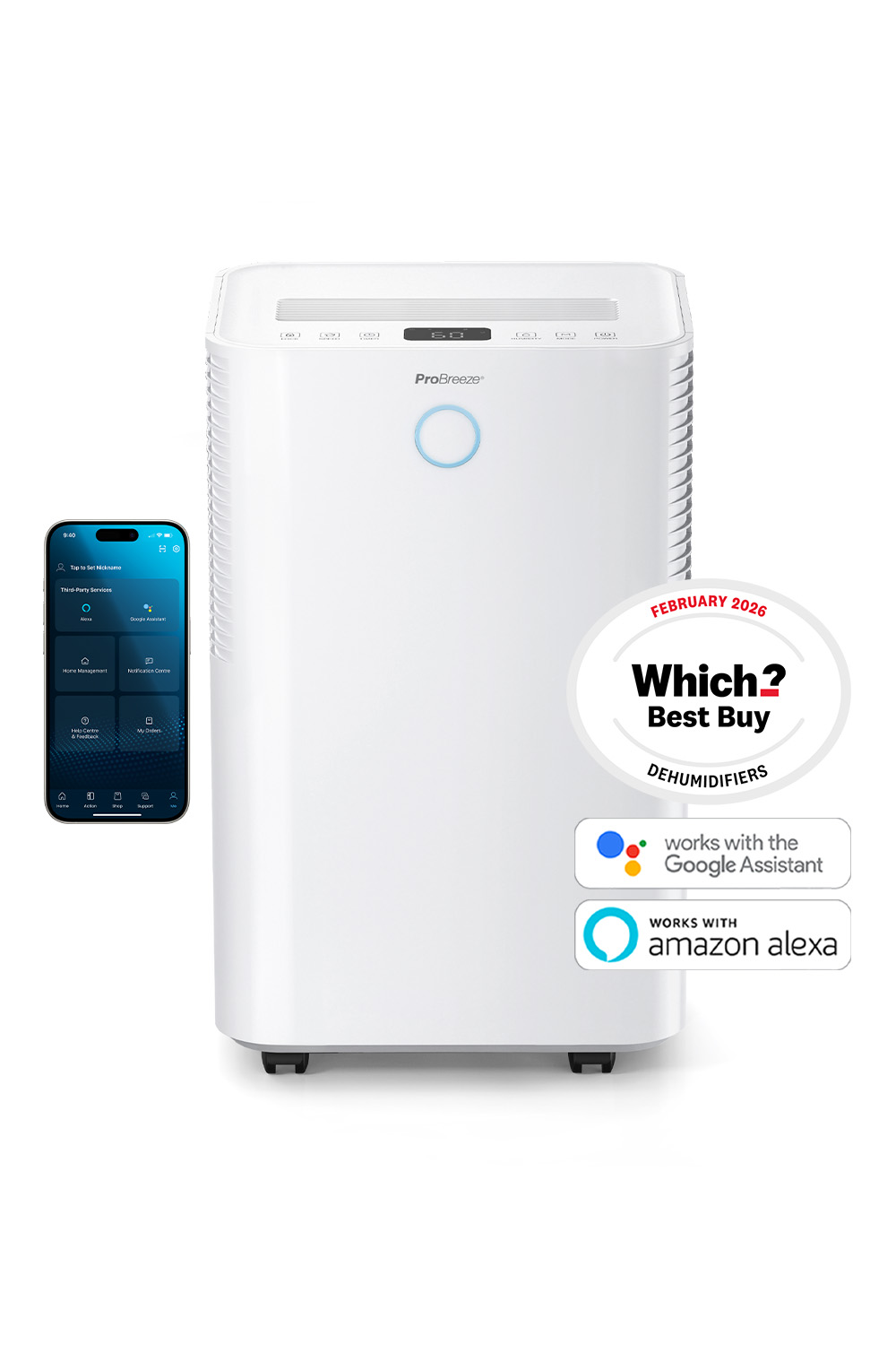 Pro Breeze   OmniDry 20L Quiet Low Energy Dehumidifier with Laundry Mode and Smart App Control in Size 20l, BrandAlley