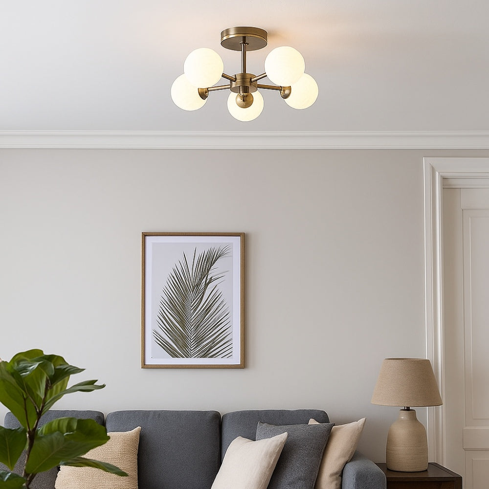 Pagazzi Lighting   Lior 5-Light Antique Brass Semi-Flush Ceiling Light , BrandAlley