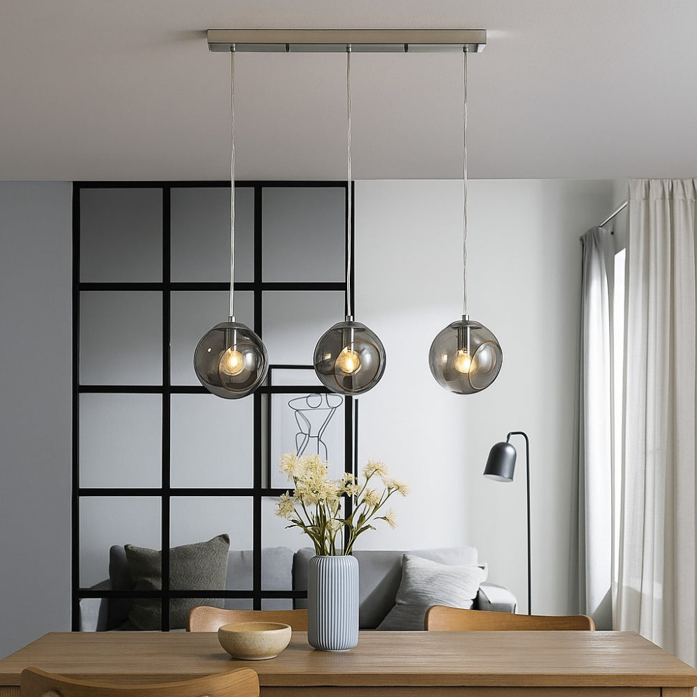 Pagazzi Lighting   Nia Chrome Smoke 3-Light Pendant Bar , BrandAlley