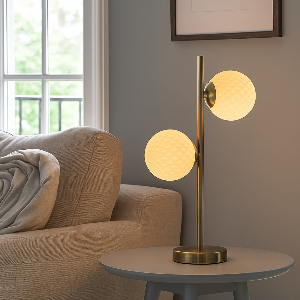 Pagazzi Lighting   Lior 2 Light Antique Brass & Glass Table Lamp , BrandAlley