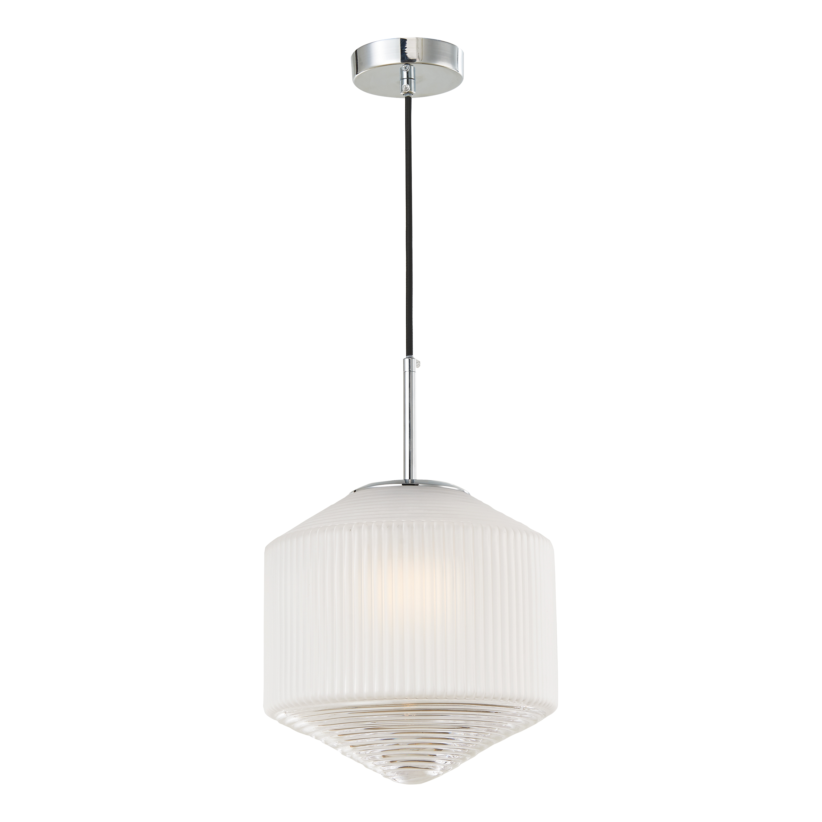 The Lighting Studio   Nisha 1 Light Pendant Polished Chrome And Frosted/Clear Glass in Size 1, BrandAlley