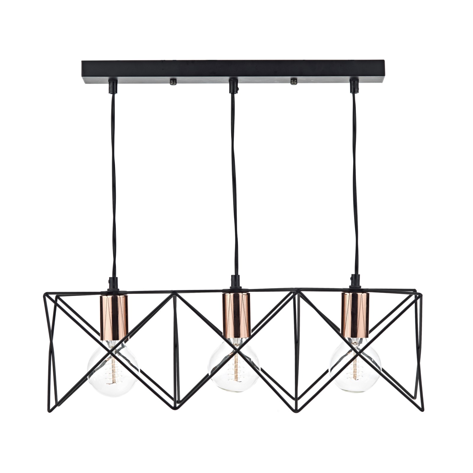 The Lighting Studio   Midi 3 Light Bar Pendant Black & Bright Copper Detail in Size 3, BrandAlley