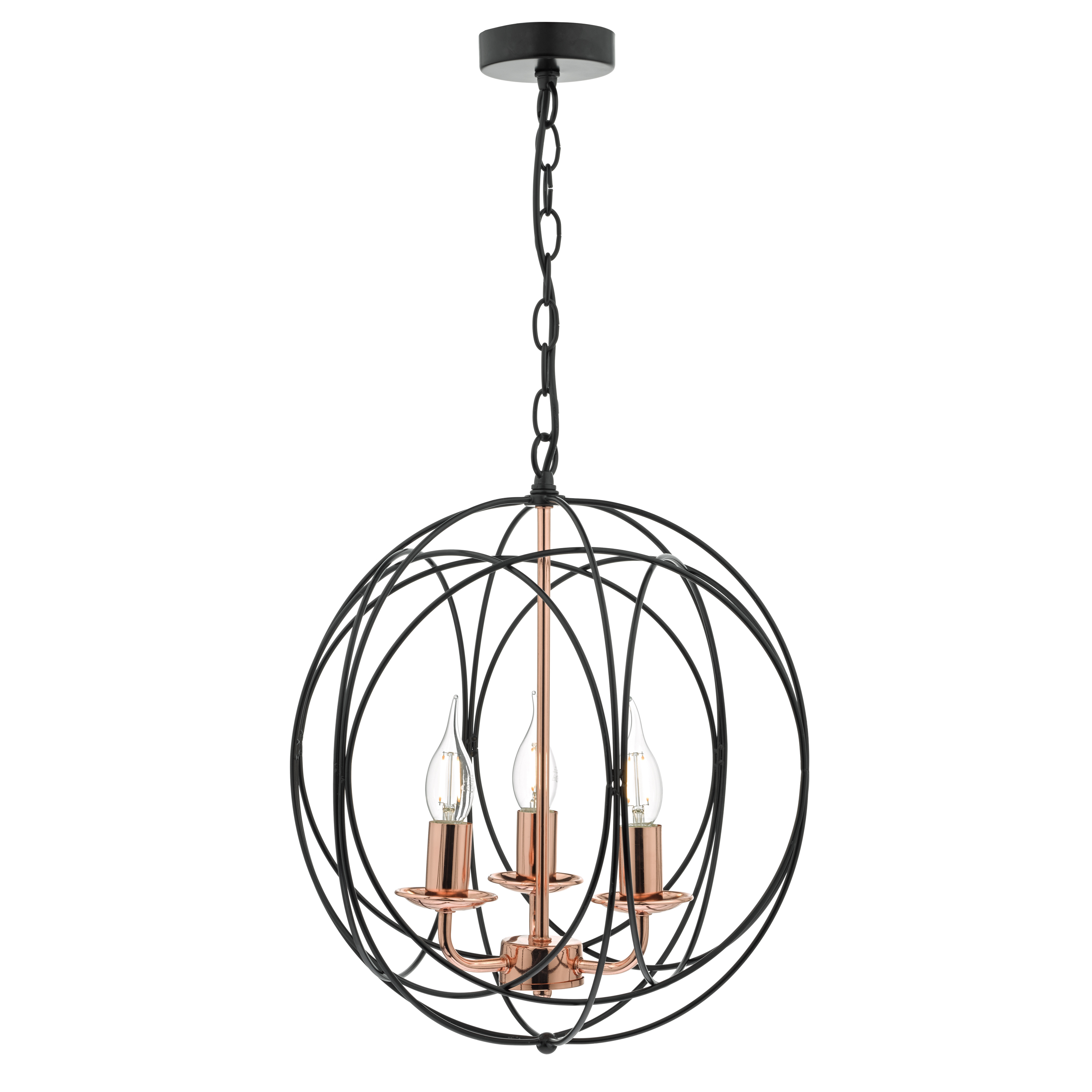 The Lighting Studio   Phoenix 3 Light Pendant Black & Copper in Size 3, BrandAlley