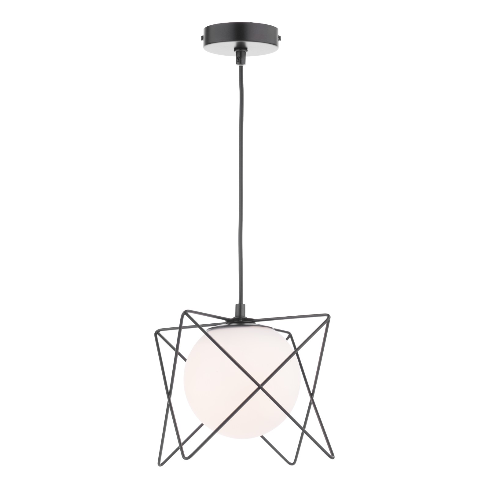 The Lighting Studio   Dreyson Pendant Matt Black and Opal Glass, BrandAlley