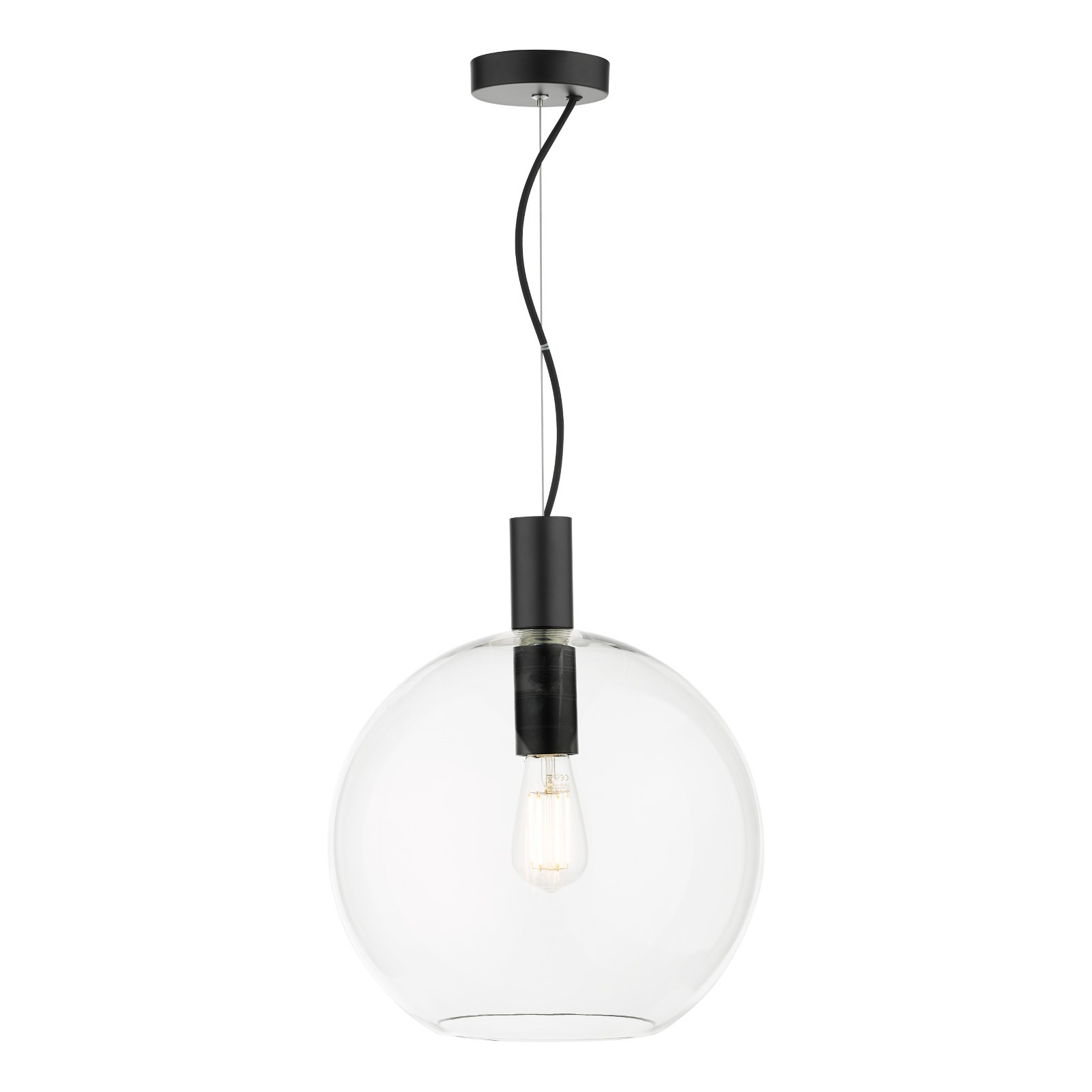 The Lighting Studio   Zula 1 Light Single Pendant Black Clear Glass in Size 1, BrandAlley