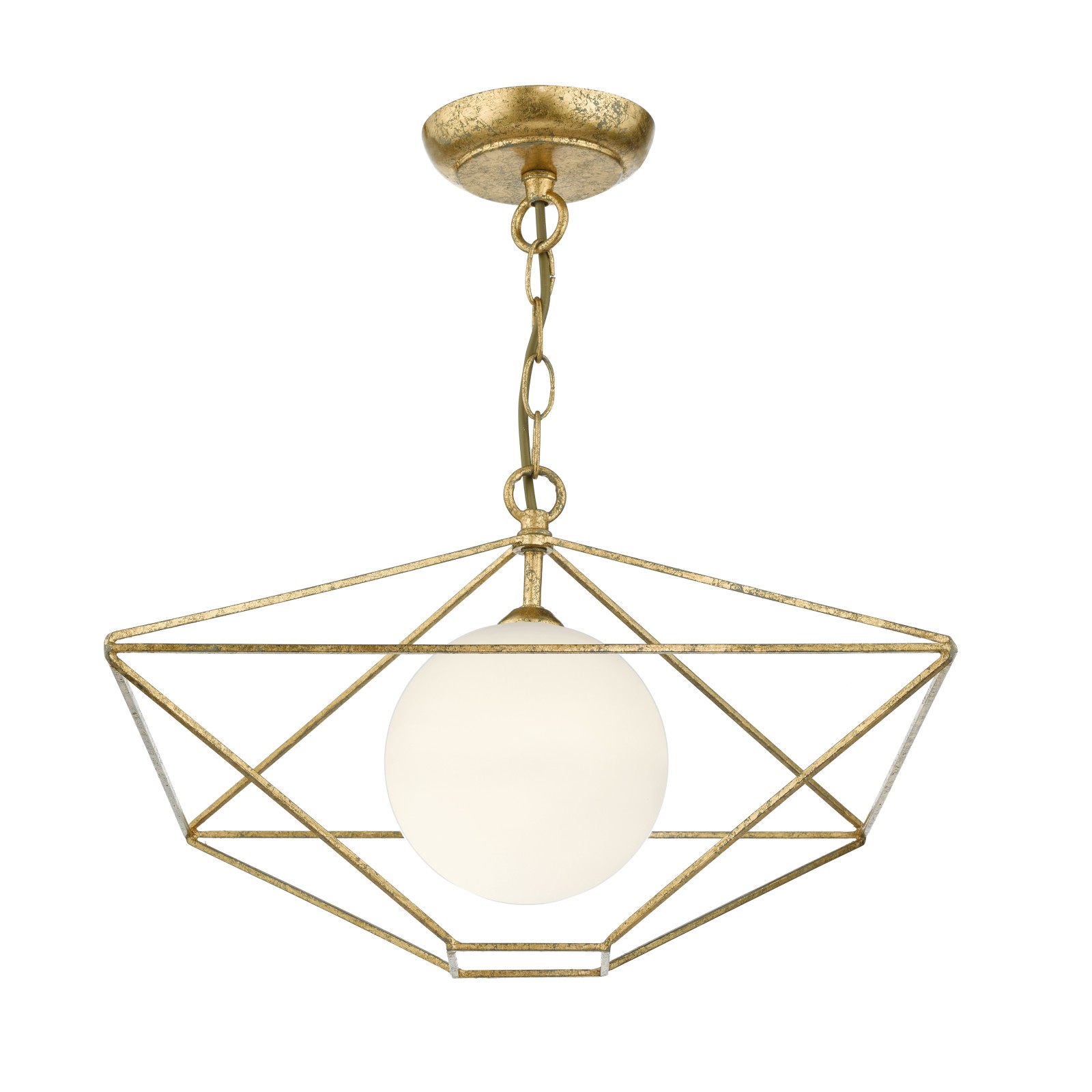 The Lighting Studio   Orsini 1 Light Pendant Antique Gold Opal Glass Shade in Size 1, BrandAlley
