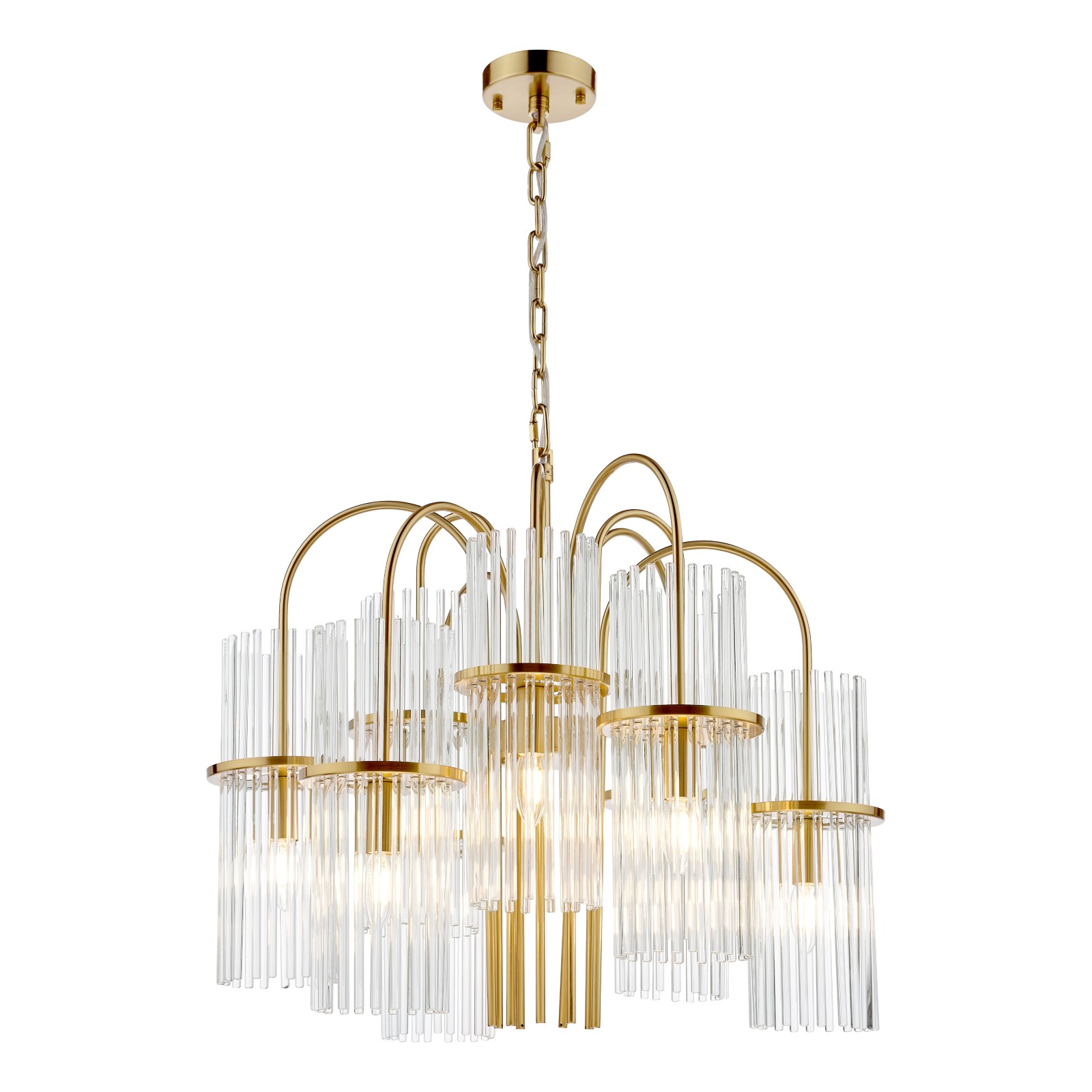 The Lighting Studio    Gold Eniola 9 Light Pendant Natural Brass And Glass in Size 9, BrandAlley