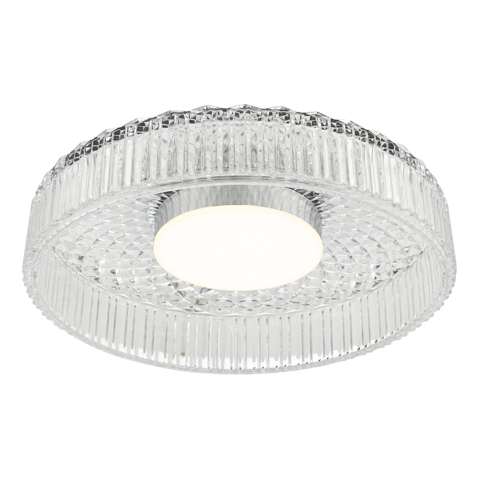 The Lighting Studio   Leena Flush Polished Chrome and Ribbed Glass LED, BrandAlley