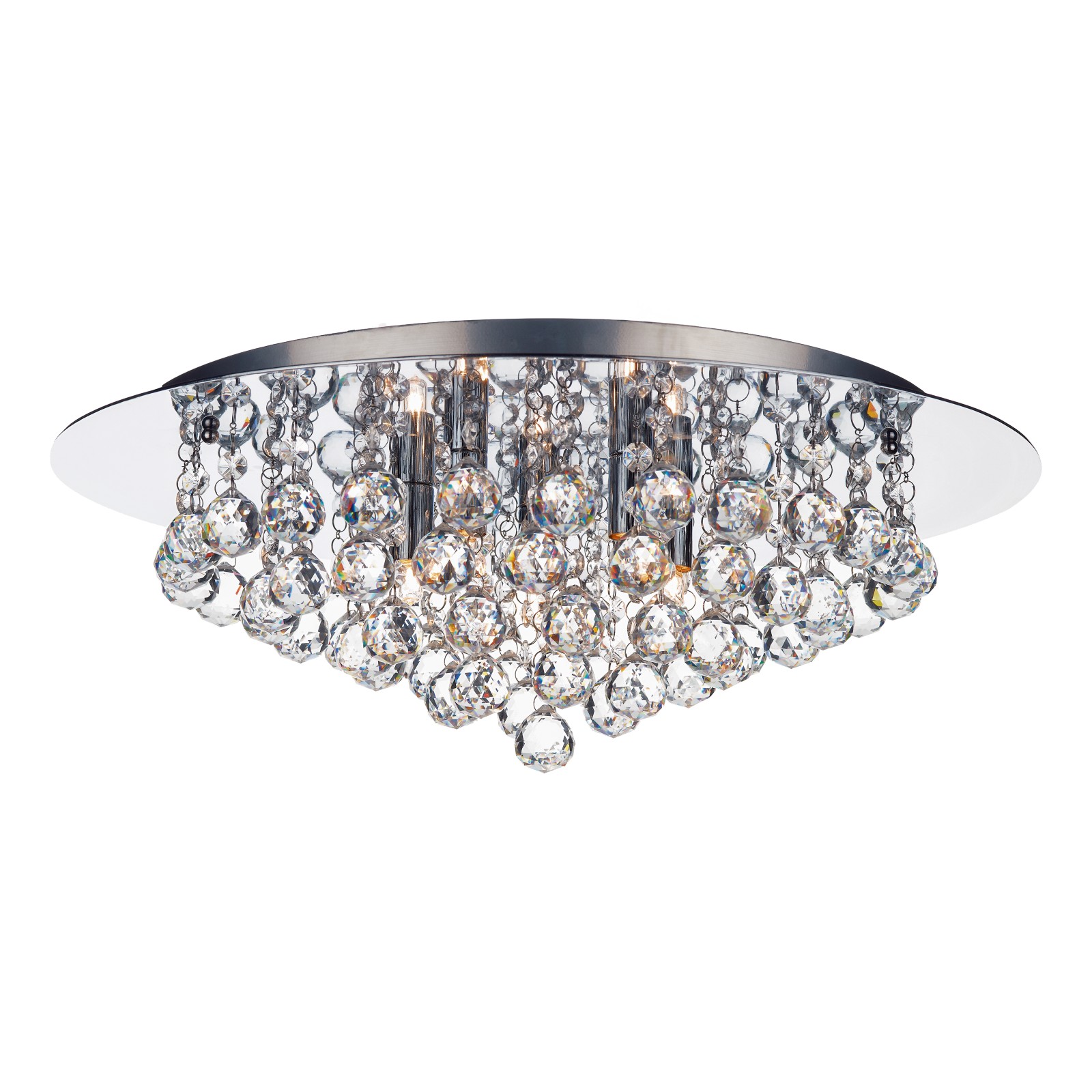 The Lighting Studio   Pluto 5 Light Flush Polished Chrome Crystal Glass Droppers in Size 5, BrandAlley