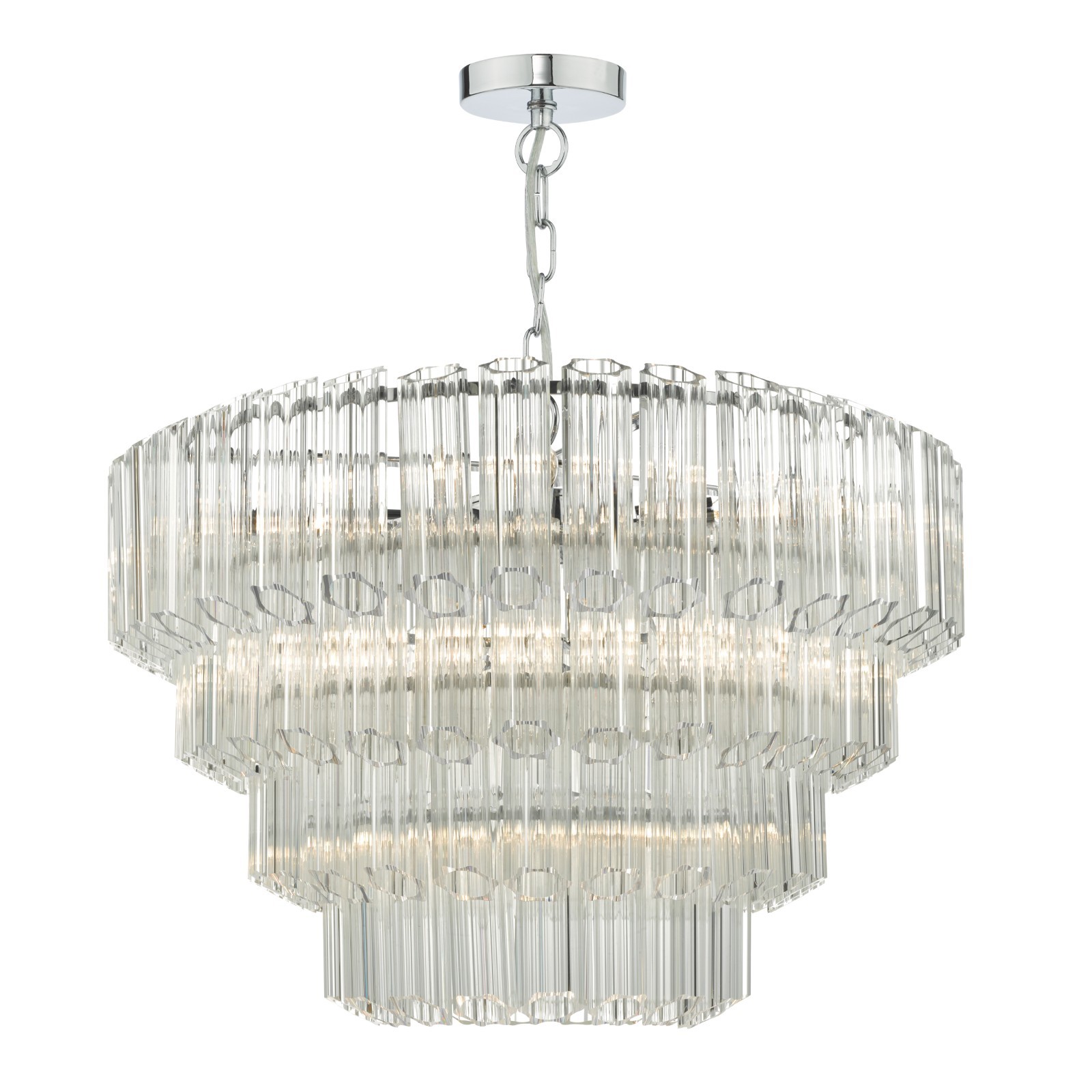 The Lighting Studio   Tuvalu 4 Tier 9 Light Chandelier Crystal & Polished Chrome in Size 4, BrandAlley