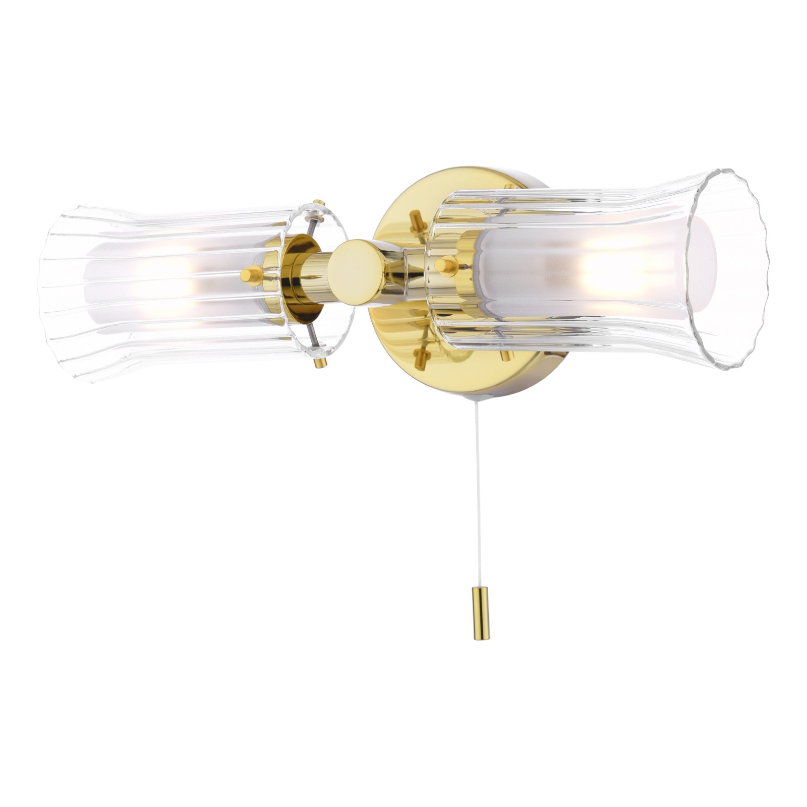 The Lighting Studio   Elba 2 Light Bathroom Wall Light Polished Gold and Glass IP44 in Size 2, BrandAlley