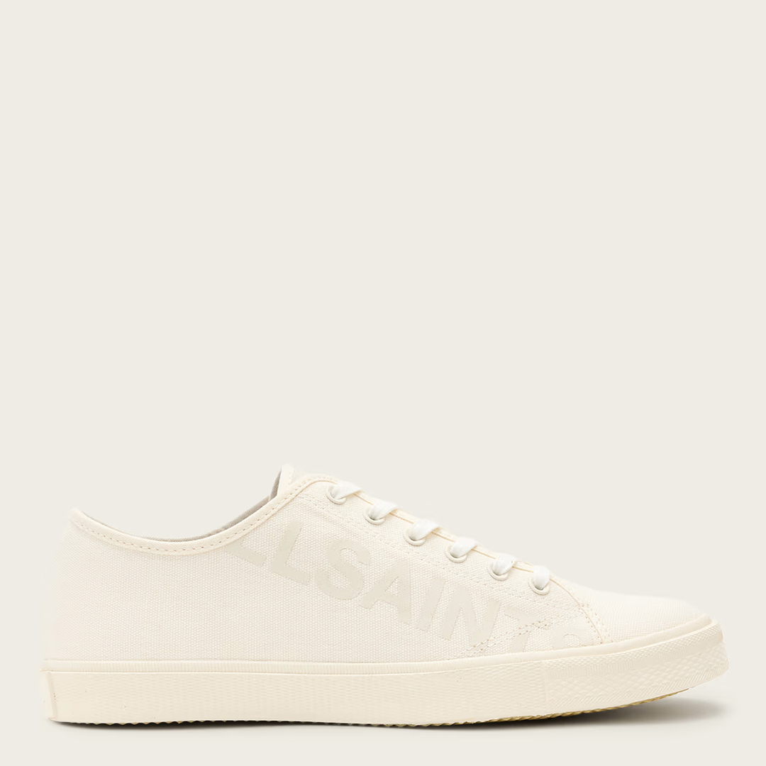 All Saints Men's   White Ecru Biggy Canvas Low Top Trainers in Size 11, BrandAlley