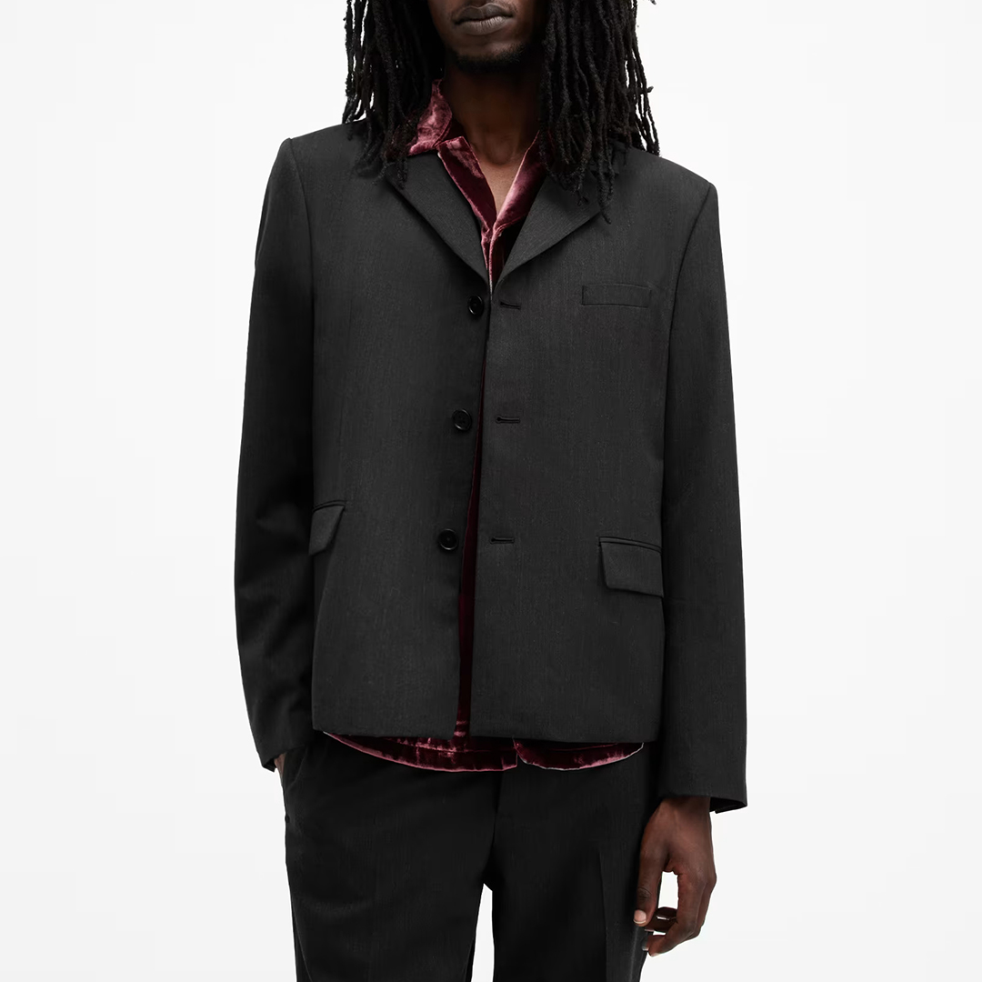 All Saints Men's  Charcoal Blackwater Buttoned Blazer in Size 40, BrandAlley