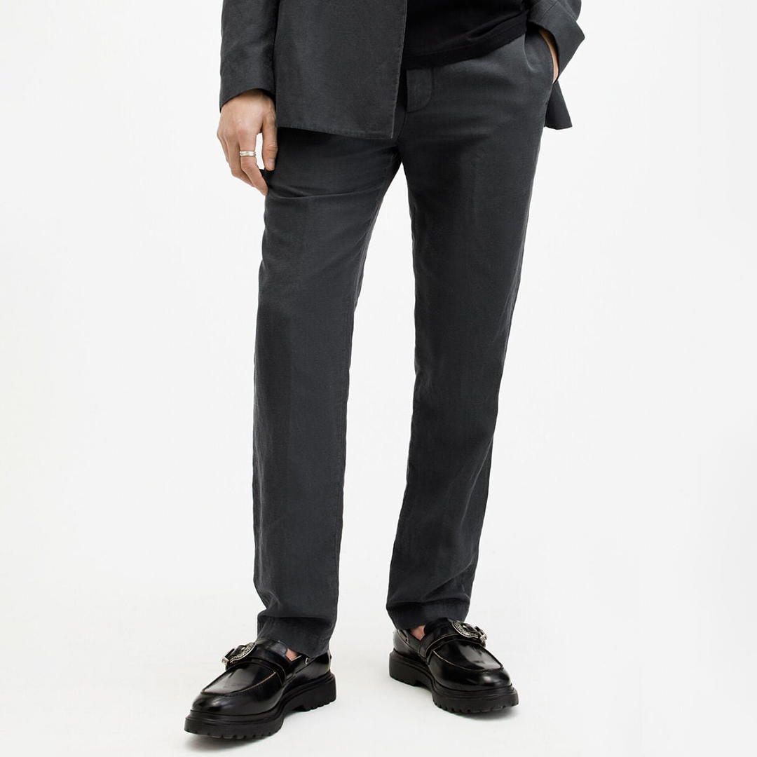 All Saints Men's   Grey Charcoal Tansey Trousers in Size 38, BrandAlley