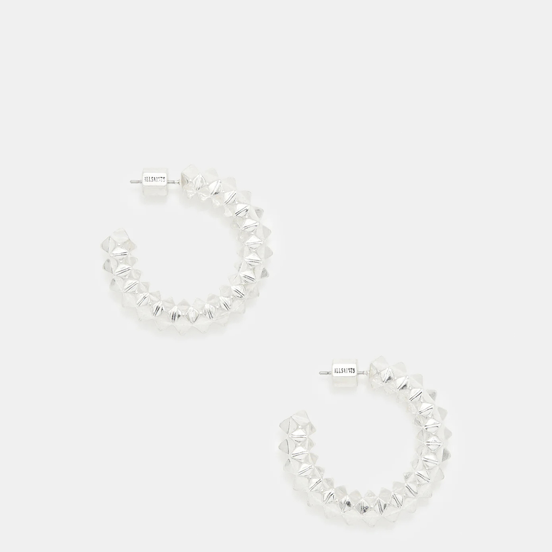 All Saints Women's   Silver Jaya Stud Hoops , BrandAlley